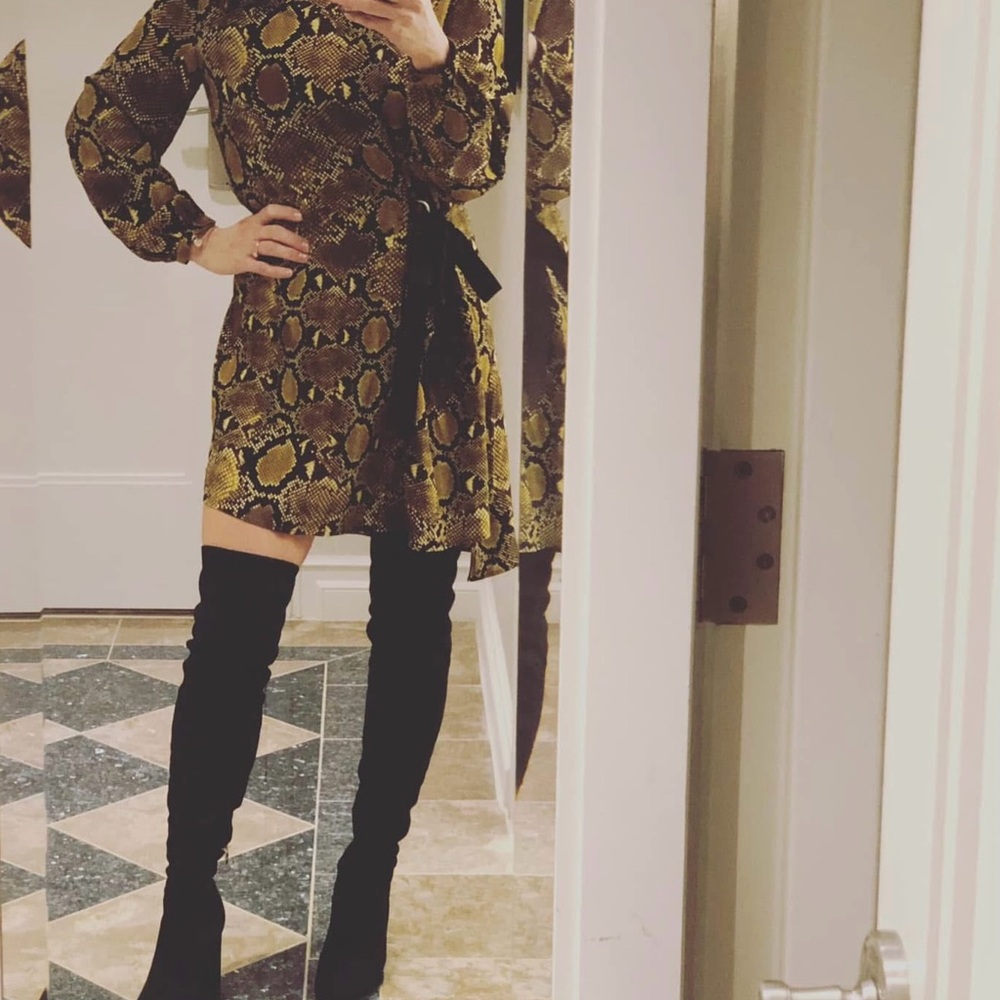 Zara Gold and Black Snake Print Mini Dress